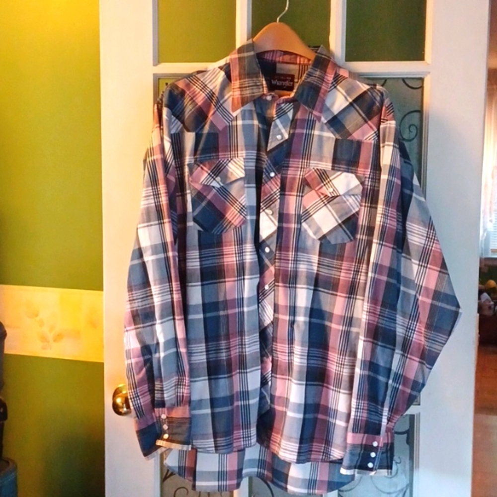 Wrangler Western shirt size 2XT tall man pearl snaps